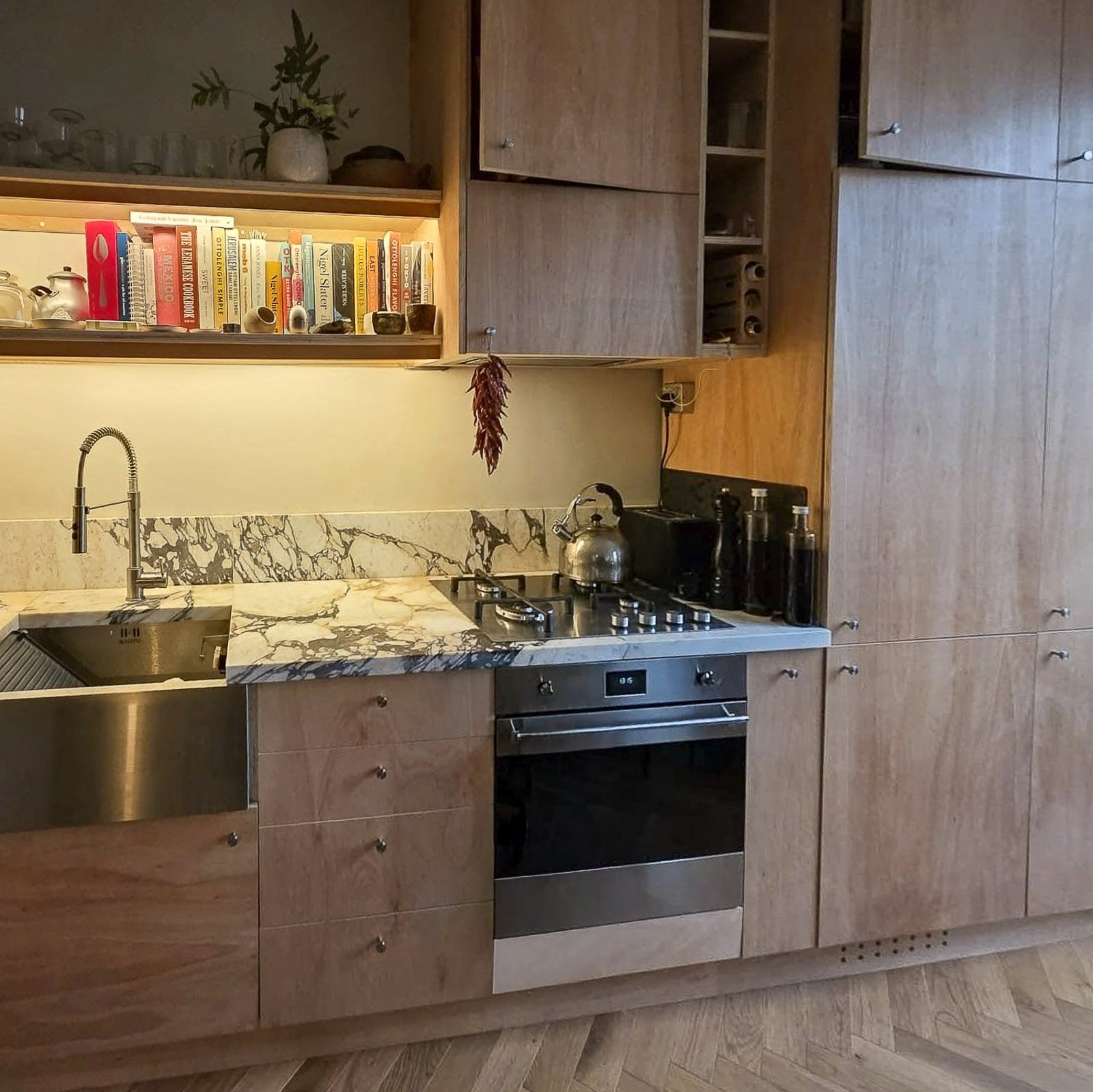 Fitted kitchen with custom joinery, Hackney Road