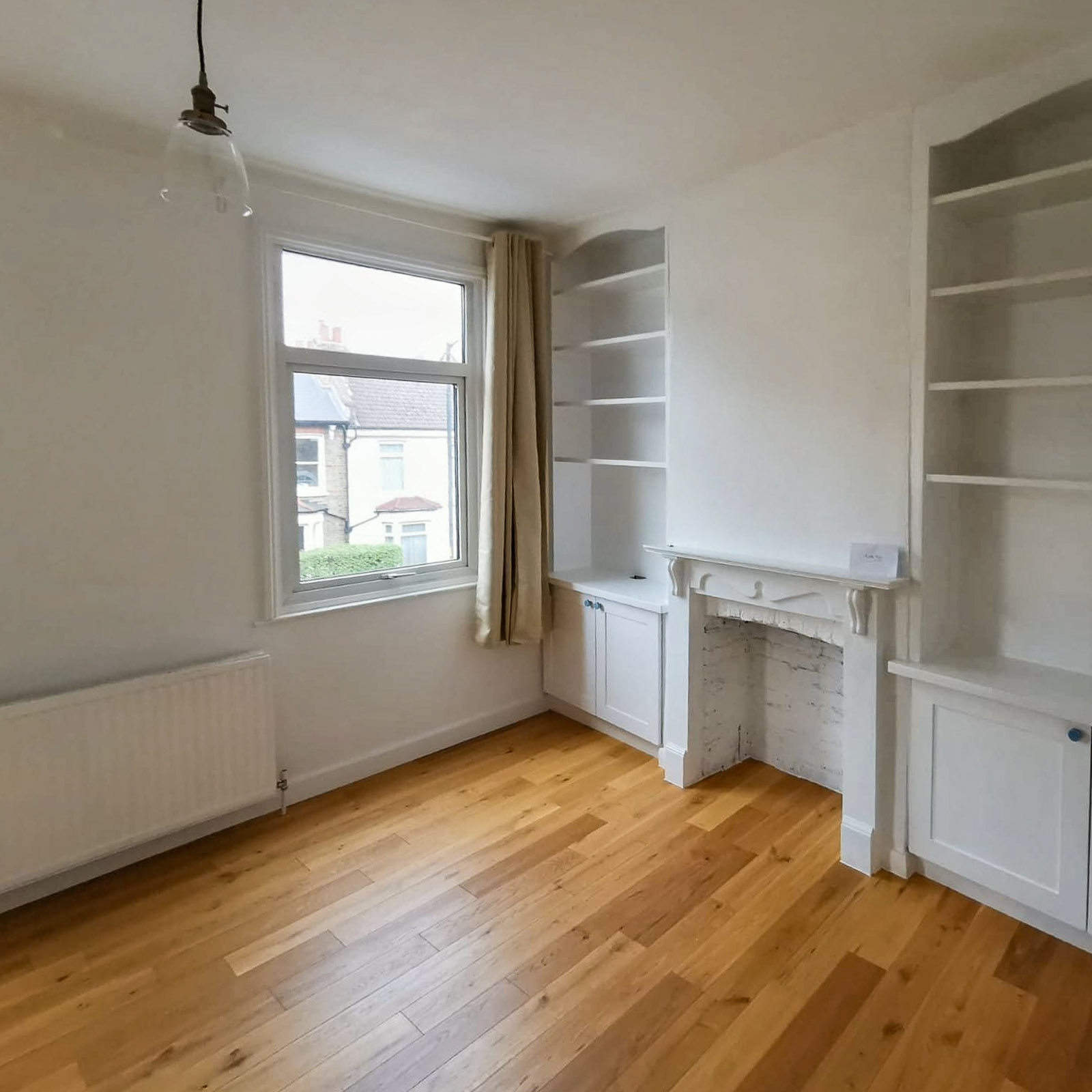 House renovation, painted lounge with new flooring, Lordship Lane