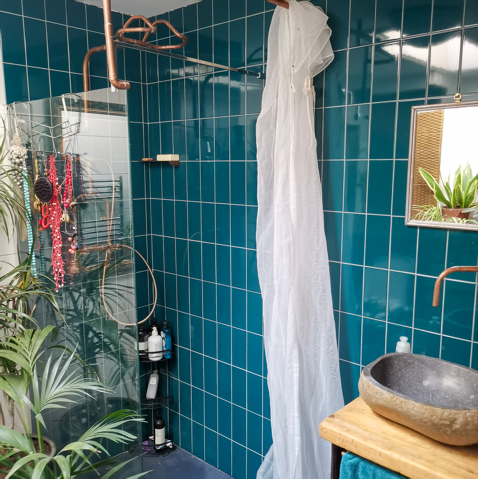 Custom bathroom construction with bespoke copper fittings, Paddock Close