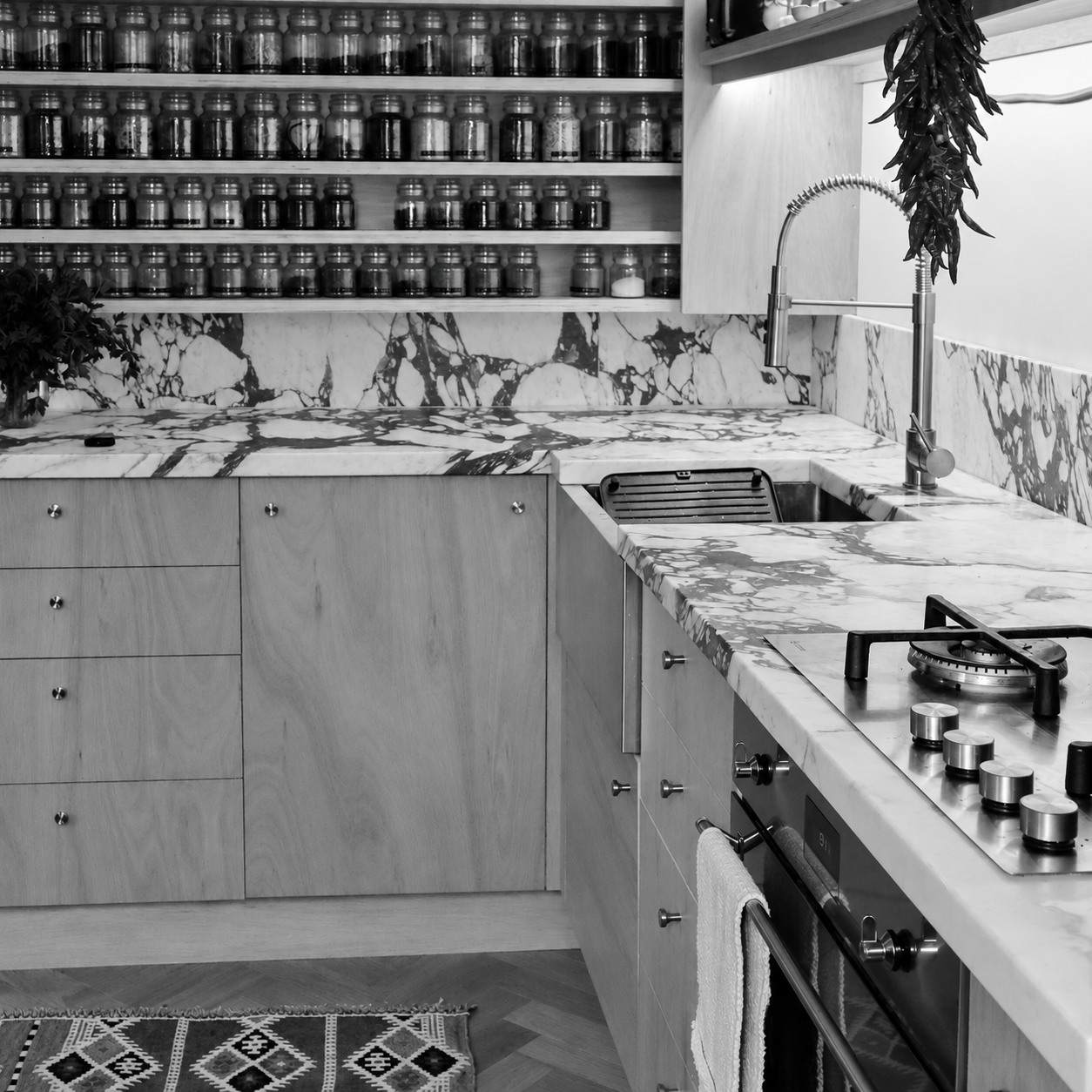 Monochrome Hackney Road kitchen joinery