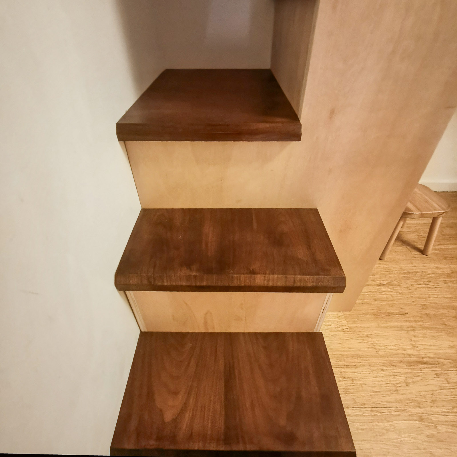 Custom bunkbed with walnut joinery detail, Reigate Road
