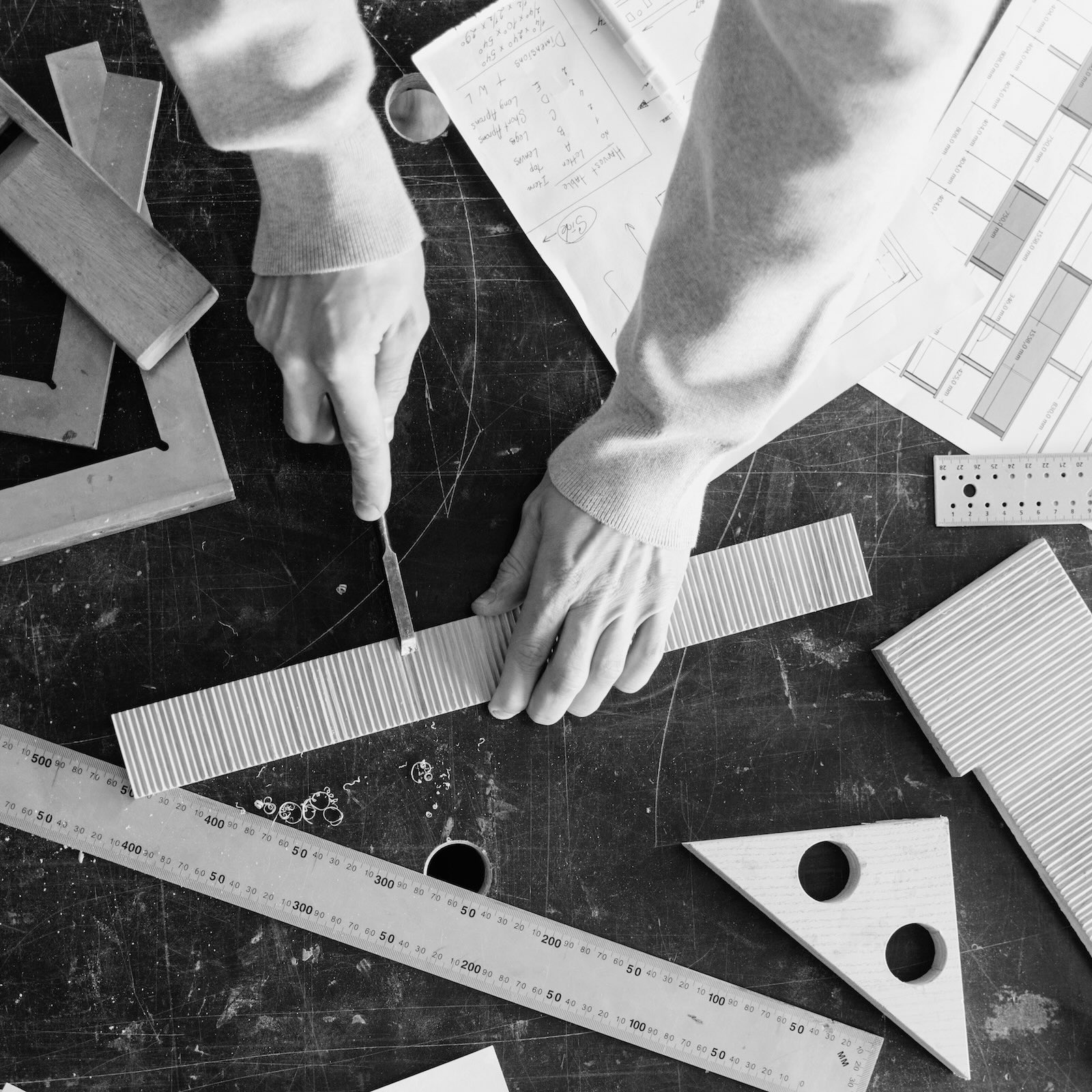 Joinery work in progress in the workshop